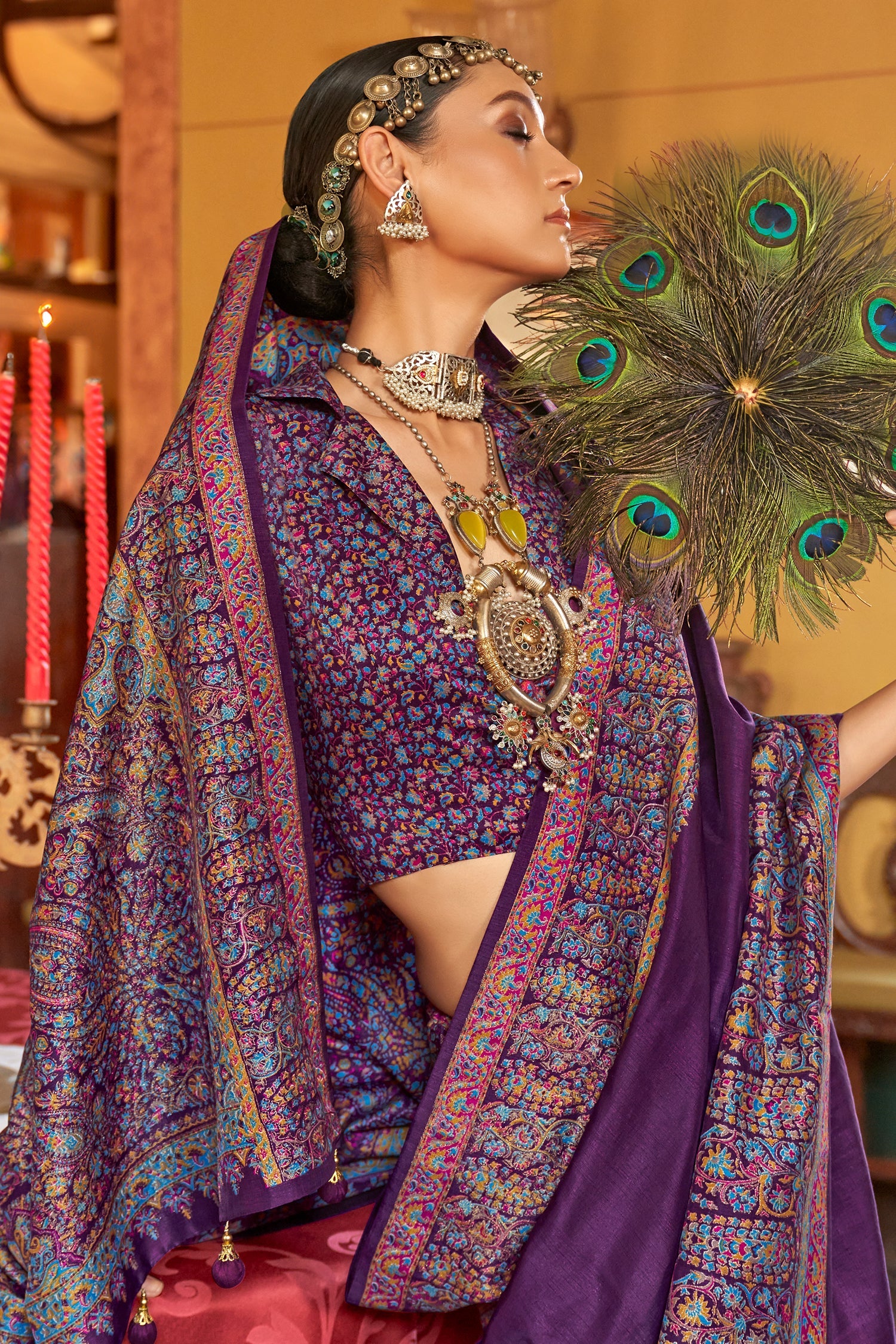 Art Silk Printed Saree with Paisley Motifs