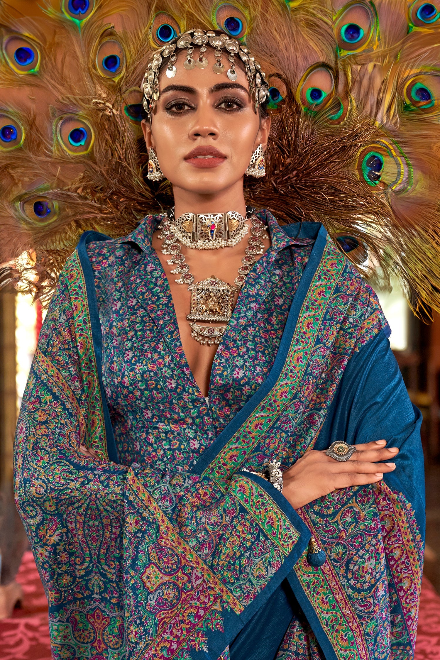Art Silk Printed Saree with Paisley Motifs