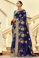 Blue Dola Silk Floral Woven Butta Saree