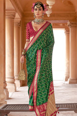 Green Art Silk Patola Printed Saree