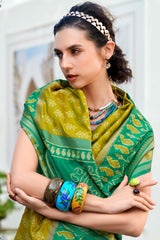 Mustard Art Silk Ikkat Printed Saree