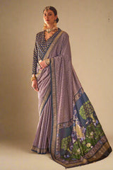 Mauve Art Silk Printed Saree