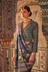 Mauve Art Silk Printed Saree