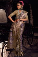 Light Purple Viscose Tissue All Over Woven Saree