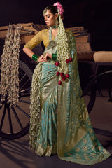 Light Blue Viscose Tissue Saree with Weaving