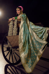 Light Blue Viscose Tissue Saree with Weaving
