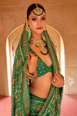 Green Art Silk Patola Print Saree