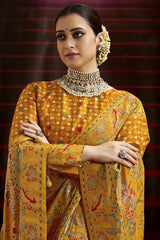 Mustard Tussar Silk Bandhani Print Saree