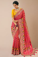 Pink Georgette Traditional Bandhej Saree with HandWork