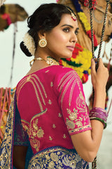 Multi Colored Georgette Traditional Bandhej Saree with HandWork