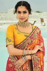 Multi Colored Georgette Traditional Bandhej Saree