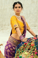 Purple Georgette Traditional Bandhej Saree