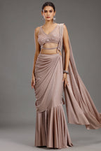 Pale Mauve Imported Pleated Readymade Lehenga Saree - saree