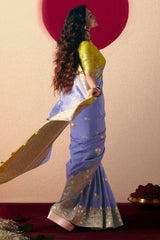 Light Lavender Bemberg Viscose Woven Saree