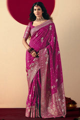Purple Bemberg Viscose Woven Saree