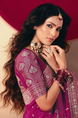 Purple Bemberg Viscose Woven Saree