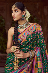 Green Art Silk Printed Saree