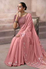 Pink Cotton Viscose Printed Saree