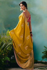 Mustard Silk Viscose Saree with Weaving