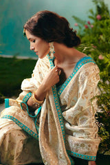 Pearl White Silk Viscose Saree with Weaving