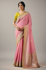 Light Pink Silk Viscose Saree with Weaving