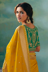 Yellow Silk Viscose Saree with Weaving