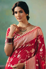 Red Silk Viscose All Over Woven Saree