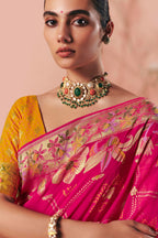 Dark Pink Georgette Traditional Bandhej Weaving Saree - pink georgette saree bandhej
