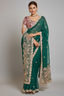 Teal Green Organza Saree with Sequin and Embroidered Border - red organza saree embroidered