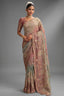 Triple Toned Silk All Over Embroidered Saree - red silk saree embroidered