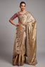 Golden Silk Woven Saree with Embroidery - gold silk saree embroidery