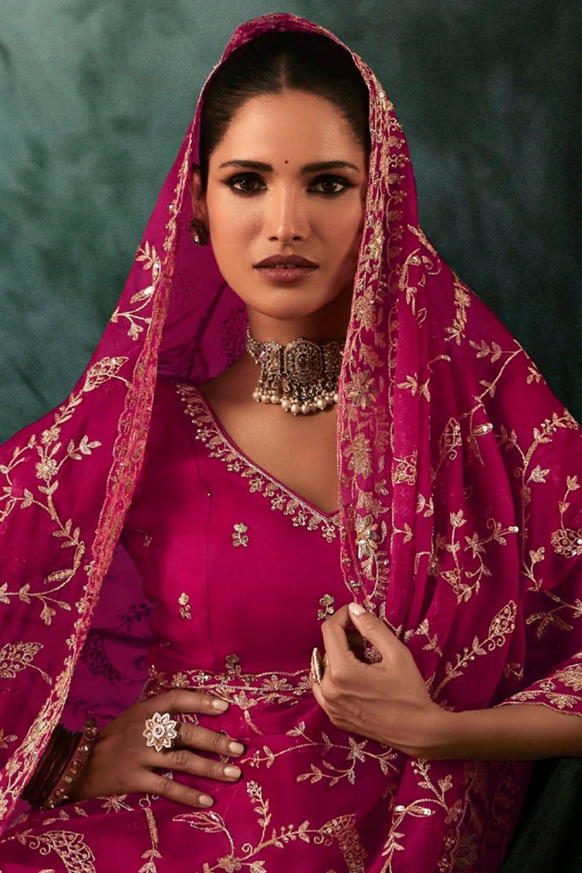 Pink Organza Saree with Sequin Embroidery Work - pink organza saree embroidery