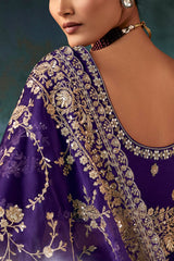 Purple Organza Saree with Sequin Embroidery Work