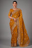 Yellow Organza Saree with Sequin Embroidery Work - yellow organza saree embroidery