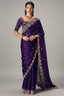 Purple Organza Scallop Border Sequin and Cutdana Worked Saree - purple organza saree