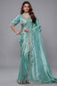 Aqua Blue Tissue Dola Silk Solid Saree