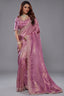 Mauve Purple Tissue Dola Silk Solid Saree