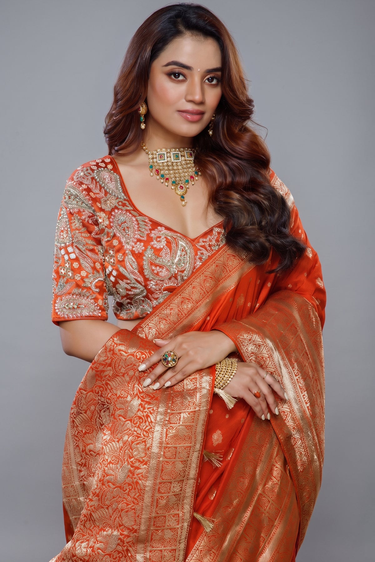 Saree with Readymade Palatinate Purple Blouse