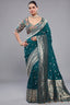 Teal Blue Gaji Silk Woven Saree