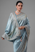 Blue Cutdana and Beaded Worked Saree