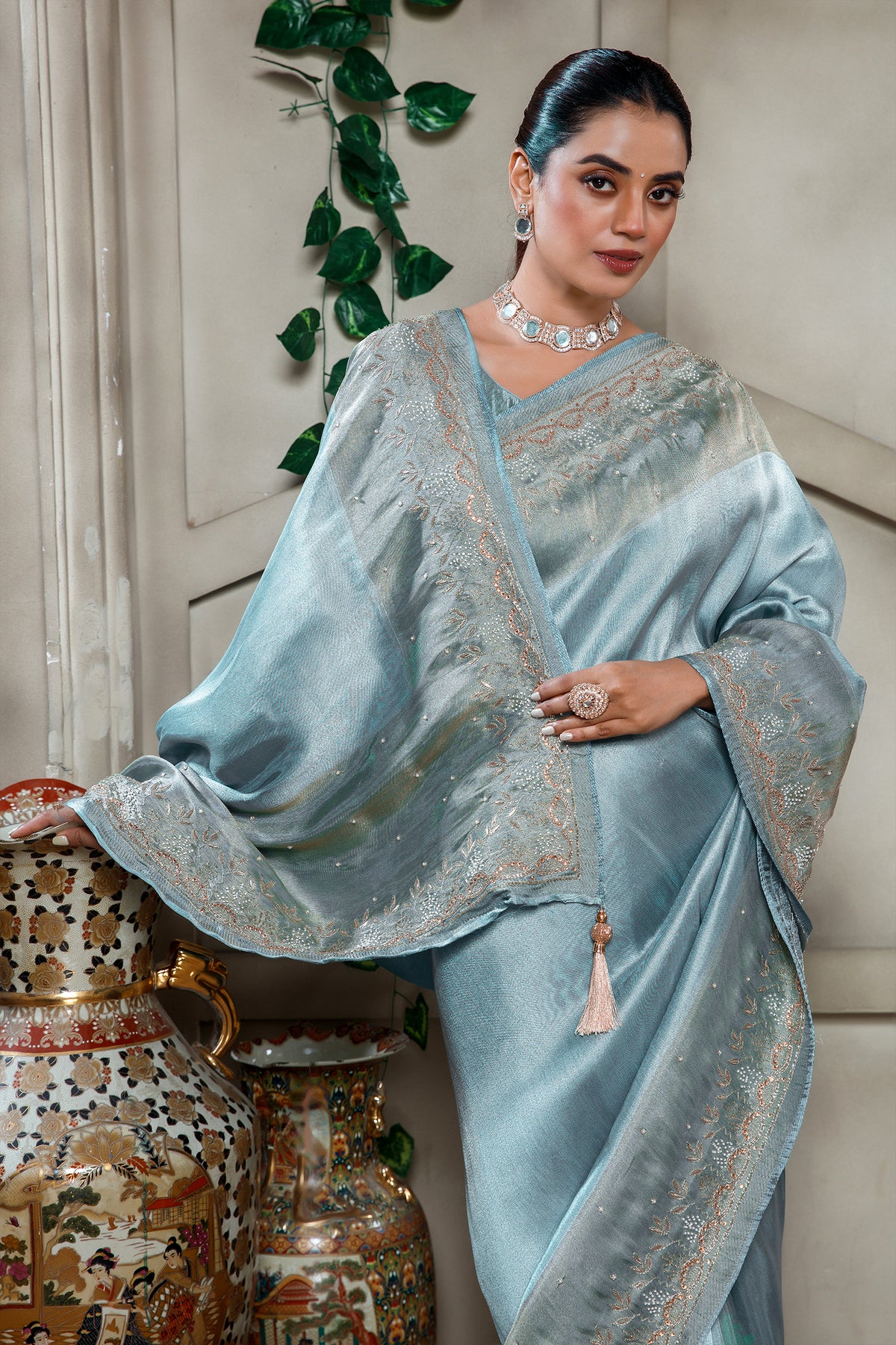 Aqua Blue Saree