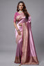 Light Violet and Pink Tissue Silk Saree - Front View