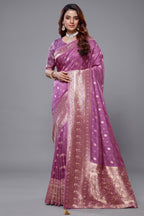 Lilac Purple Dola Silk All Over Woven Saree