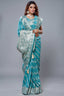 Sky Blue Dola Silk Lehehriya Saree - Front View