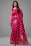 Rani Pink Dola Silk Lehehriya Saree - Front View