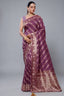 Wine Purple Dola Silk Lehehriya Saree - Front View