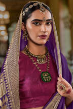 Purple Art Silk Weaving Saree