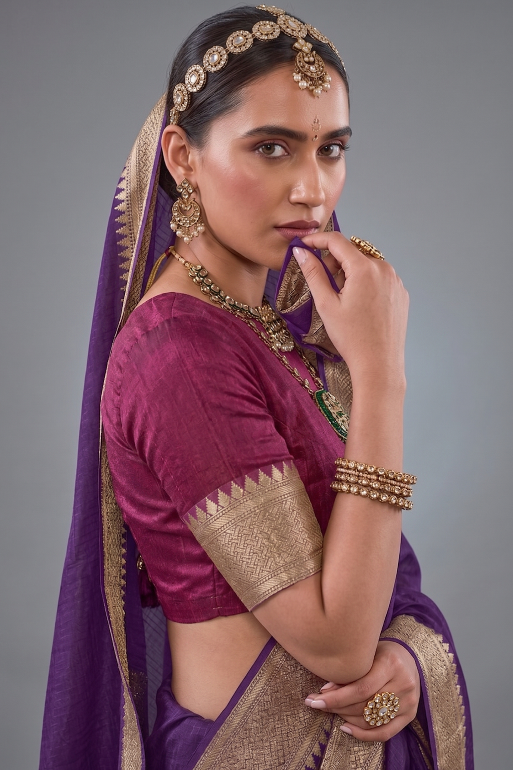 Purple Art Silk Weaving Saree