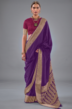 Purple Art Silk Weaving Saree