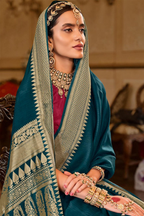 Rama Blue Art Silk Weaving Saree